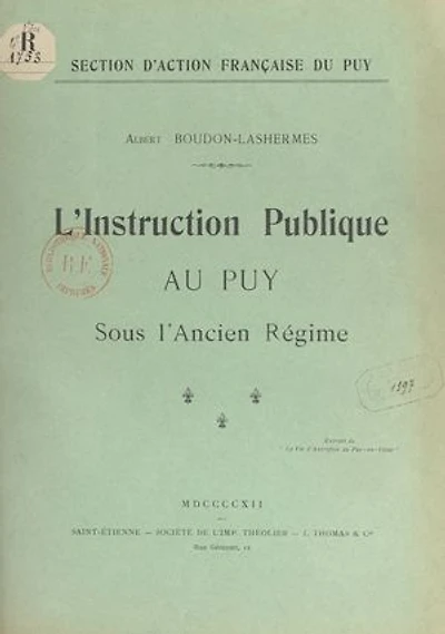 L'instruction publique au Puy sous l'Ancien Régime