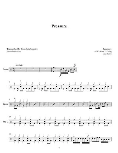 Paramore - Pressure: Drum Sheet Music