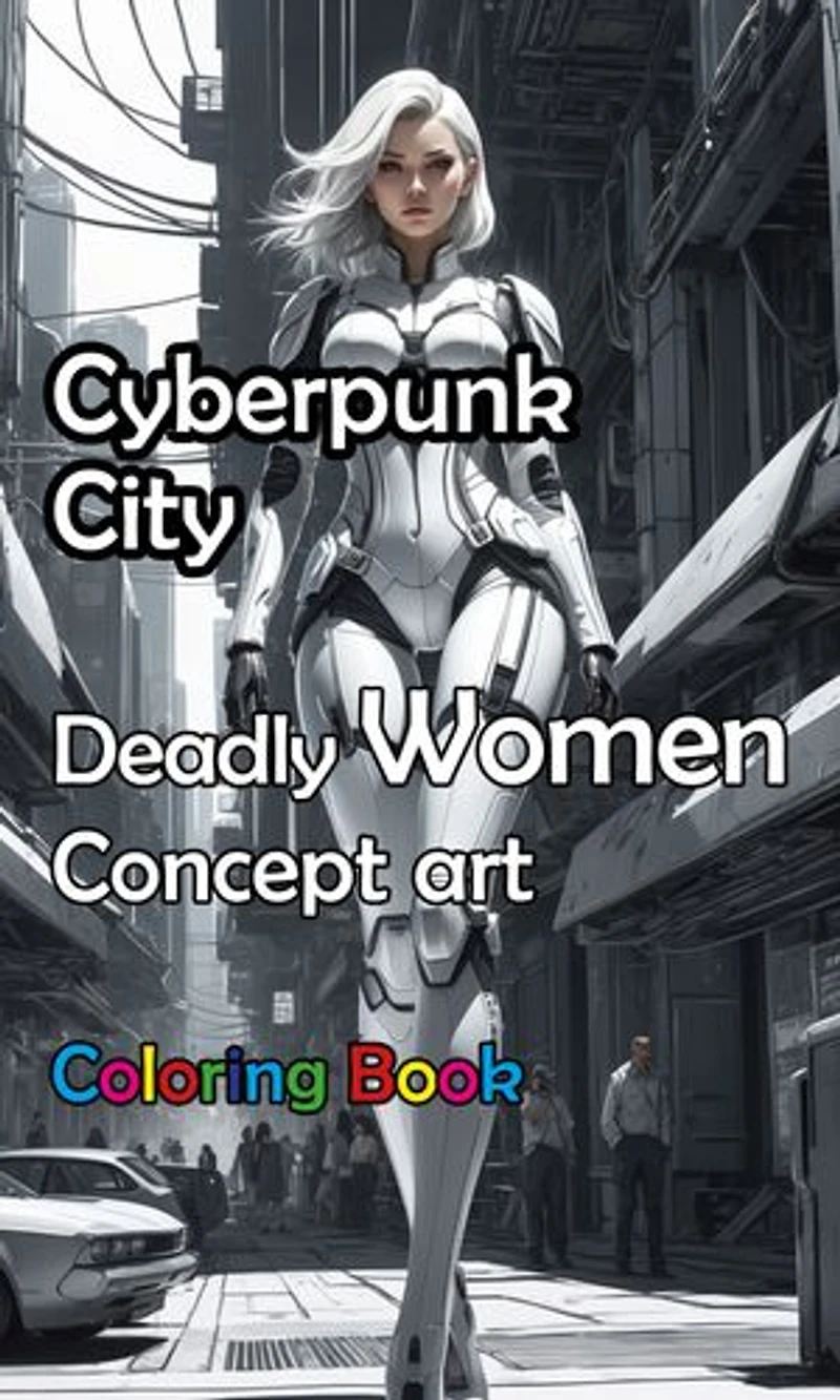 Cyberpunk City - Deadly Women Concept Art Coloring Book