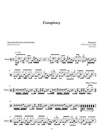 Paramore - Conspiracy: Drum Sheet Music