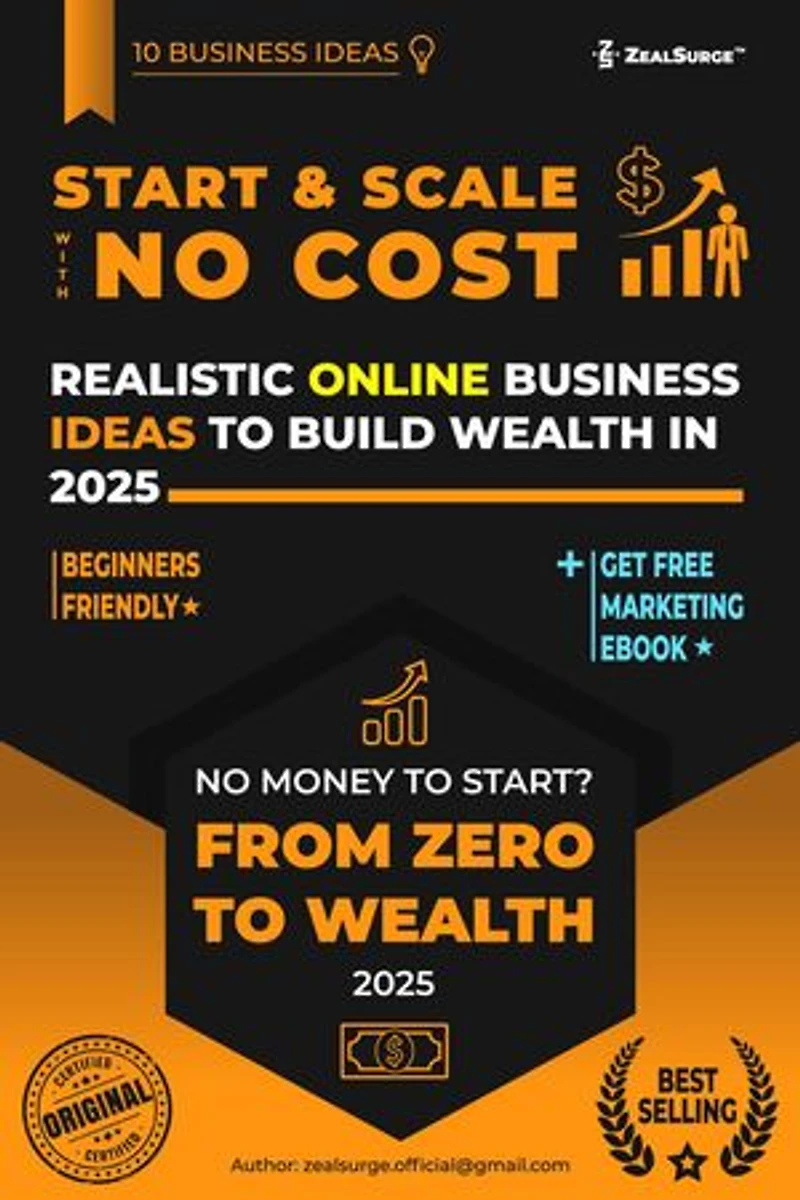Zero Cost Business: 10 Realistic Online Business Ideas to Build Wealth in 2025 eBook + FREE Marketing eBook: Business Growth