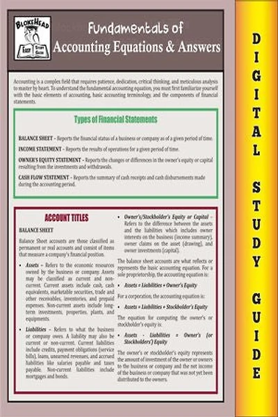 Accounting Equations & Answers ( Blokehead Easy Study Guide)