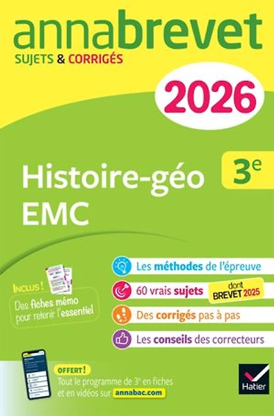 Histoire géographie, EMC 3e: nouveau brevet 2026