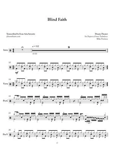 Dream Theater - Blind Faith: Drum Sheet Music