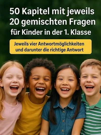 50 Kapitel mit jeweils 20 gemischten Fragen für Kinder in der 1. Klasse: Das große Quizbuch für Erstklässler – Spannende Fragen aus allen Lebensbereichen