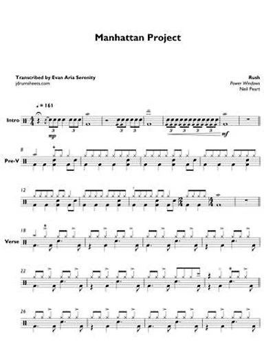 Rush - Manhattan Project: Drum Sheet Music