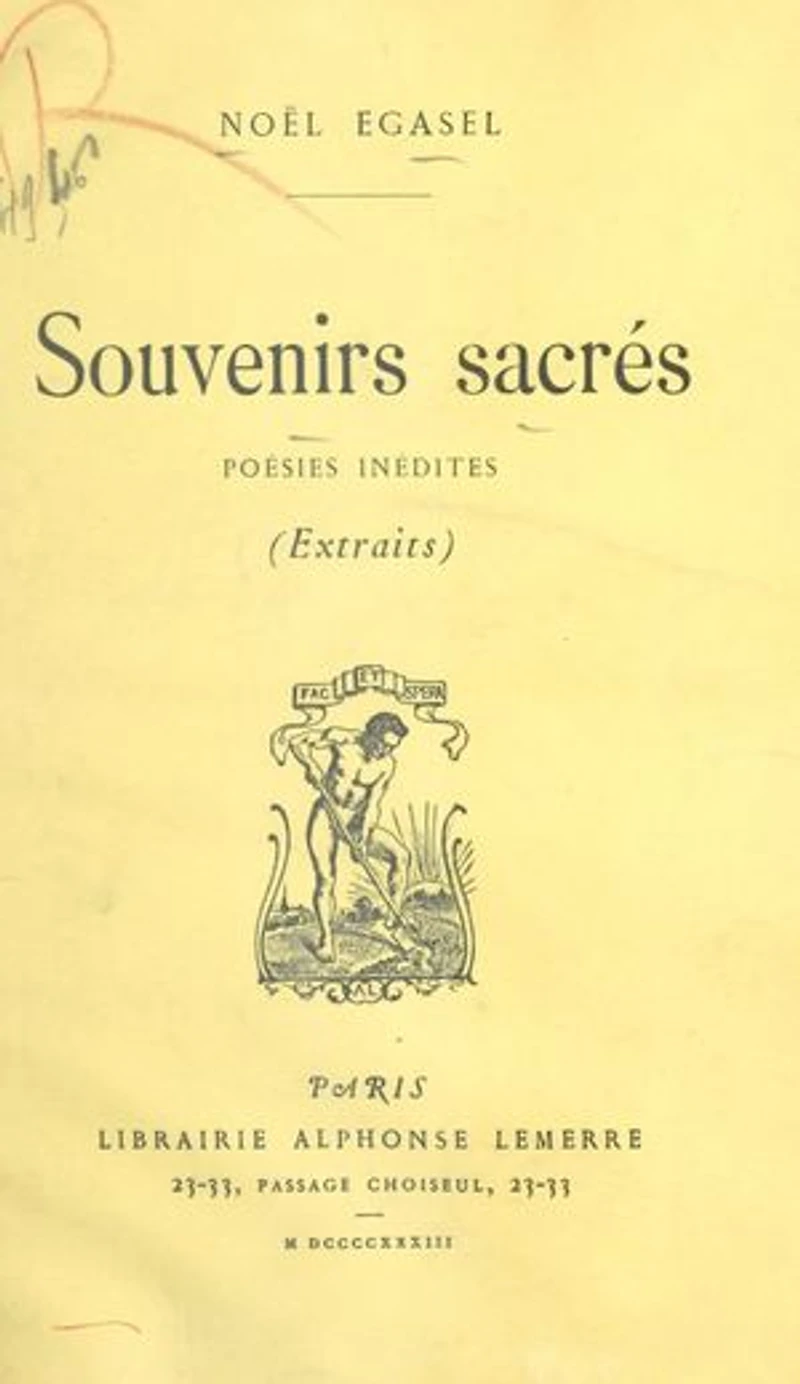 Souvenirs sacrés: Poésies inédites (extraits)