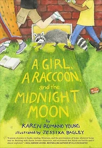 a Girl, Raccoon, and the Midnight Moon