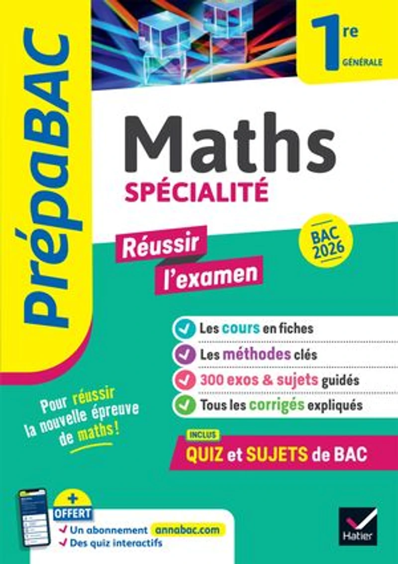 Maths spécialité, 1re générale: bac 2026