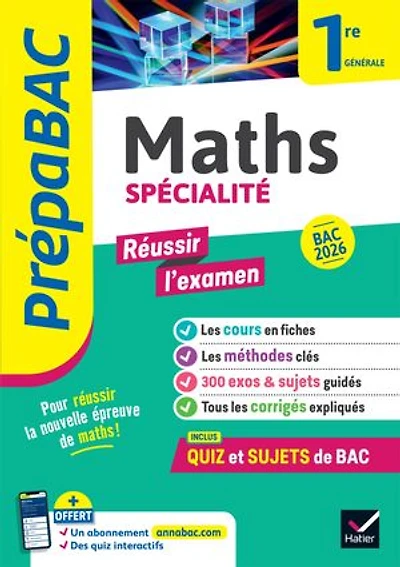 Maths spécialité, 1re générale: bac 2026