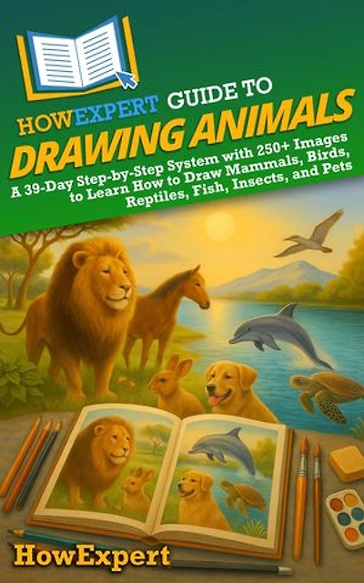 HowExpert Guide to Drawing Animals: A 39-Day Step-by-Step System with 250+ Images to Learn How to Draw Mammals, Birds, Reptiles, Fish, Insects, and Pets