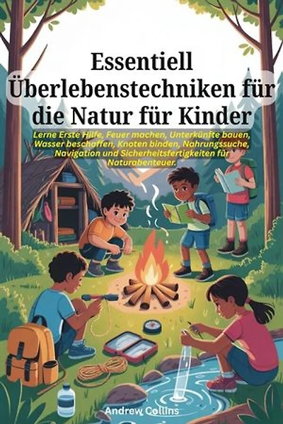 Essentiell Überlebenstechniken für die Natur für Kinder: Lerne Erste Hilfe, Feuer machen, Unterkünfte bauen, Wasser beschaffen, Knoten binden, Nahrungssuche, Navigation und Sicherheitsfertigkeiten für Naturabenteuer.