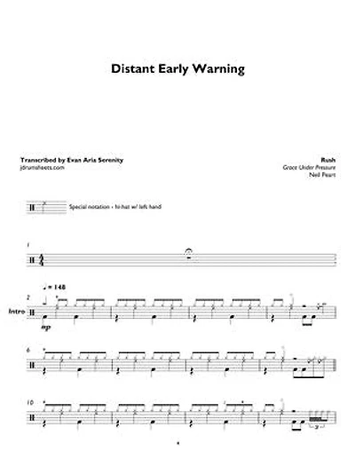 Rush - Distant Early Warning: Drum Sheet Music