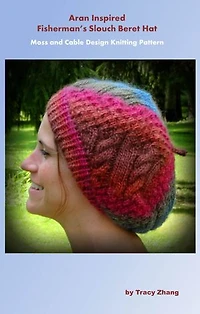 Aran Inspired Fisherman's Slouch Beret Hat: Cable and Moss Design Knitting Pattern
