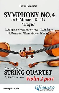Violin II part: Symphony No.4 "Tragic" by Schubert for String Quartet
