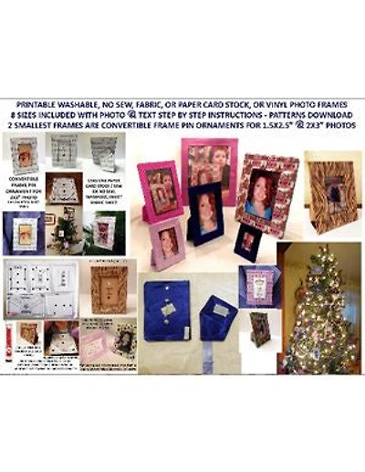 8 Washable, Sew, or No Sew, Fabric and Paper Photo Frame Size Patterns Download