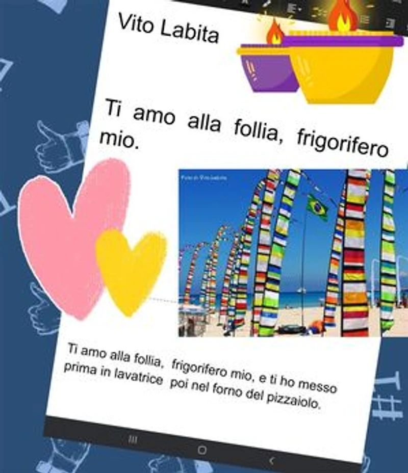 Ti amo alla follia, frigorifero mio: Ti amo alla follia frigorifero mio, e ti ho messo prima in lavatrice, poi nel forno del piazzaiolo