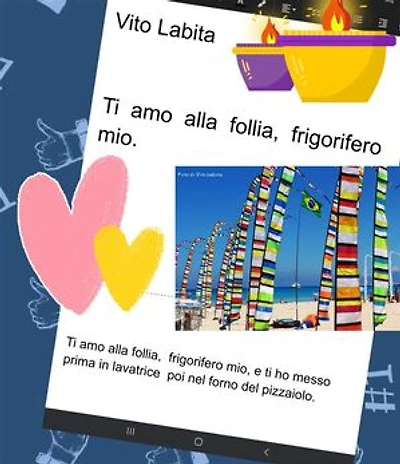 Ti amo alla follia, frigorifero mio: Ti amo alla follia frigorifero mio, e ti ho messo prima in lavatrice, poi nel forno del piazzaiolo