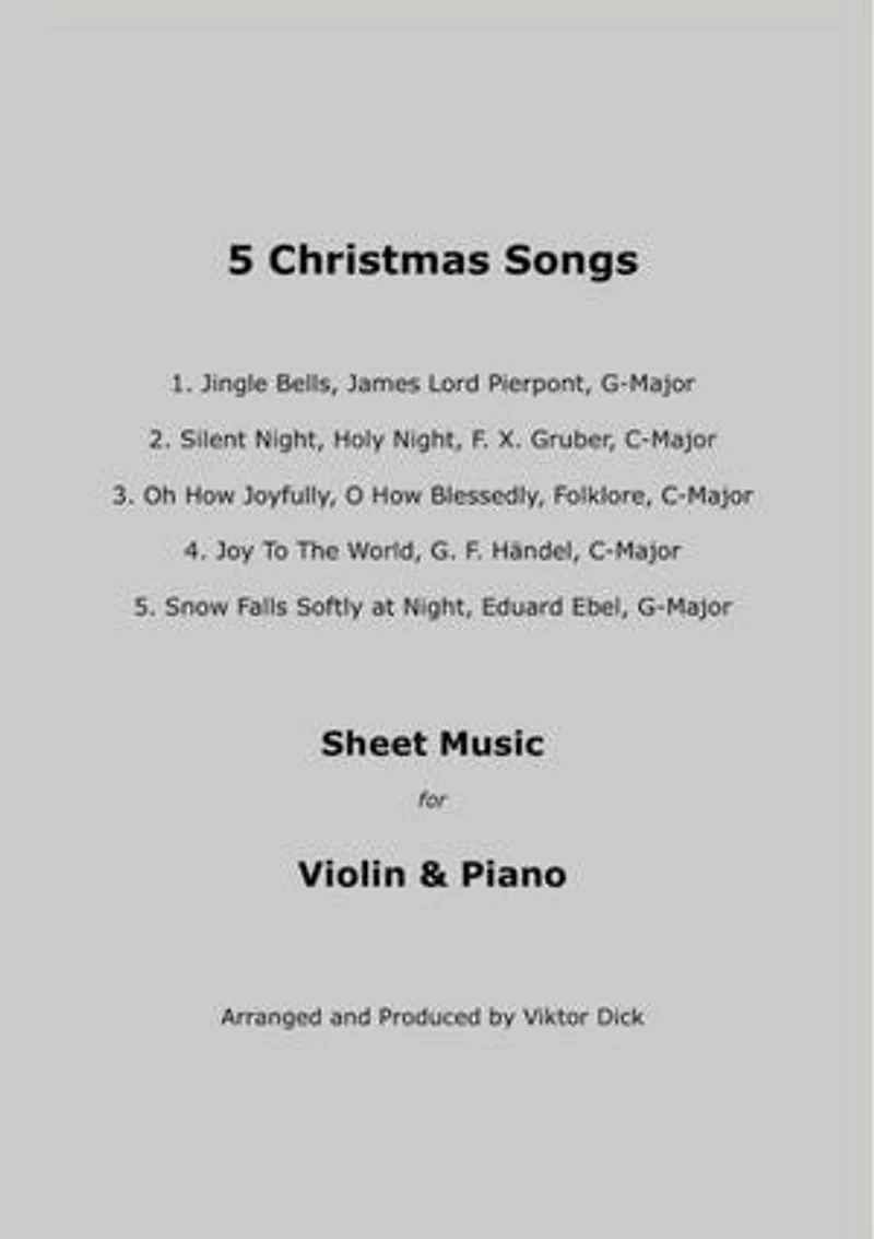 5 Christmas Songs Sheet Music for Violin & Piano: Christmas Sheet Music for Violin and Piano