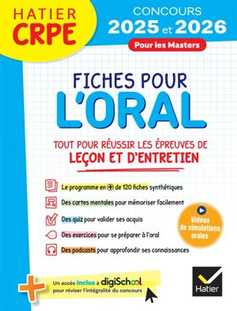 Hatier CRPE - Fiches pour l'épreuve orale de leçon et d'entretien - 2025/2026