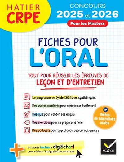 Hatier CRPE - Fiches pour l'épreuve orale de leçon et d'entretien - 2025/2026