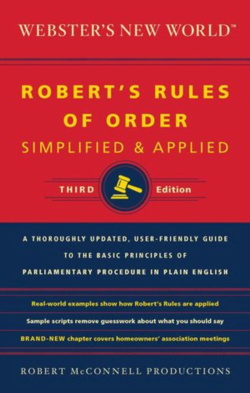 Webster's New World Robert's Rules Of Order Simplified And Applied, Third Ed.