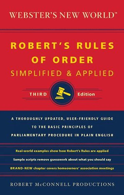 Webster's New World Robert's Rules Of Order Simplified And Applied, Third Ed.