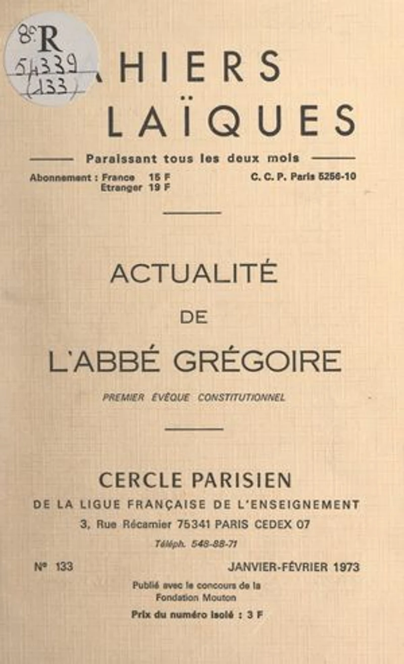 Actualité de l'Abbé Grégoire: Premier évêque constitutionnel