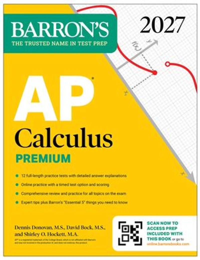 AP Calculus Premium, 2027: Prep Book with 12 Practice Tests + Comprehensive Review Online (Barron's Prep)