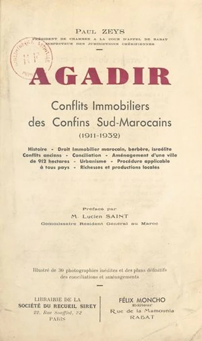 Agadir: Conflits immobiliers des confins sud-marocains (1911-1932)