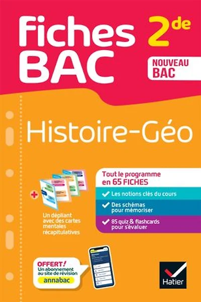 Fiches bac - Histoire-Géographie 2de: tout le programme en fiches de révision détachables