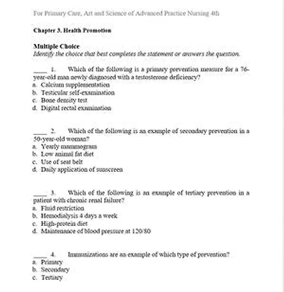 test bank For Primary Care, Art and Science of Advanced Practice Nursing 4th