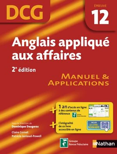 Anglais appliqué aux affaires - épreuve 12 - DCG manuel Format : ePub 2 DCG Livre: Format : ePub 2