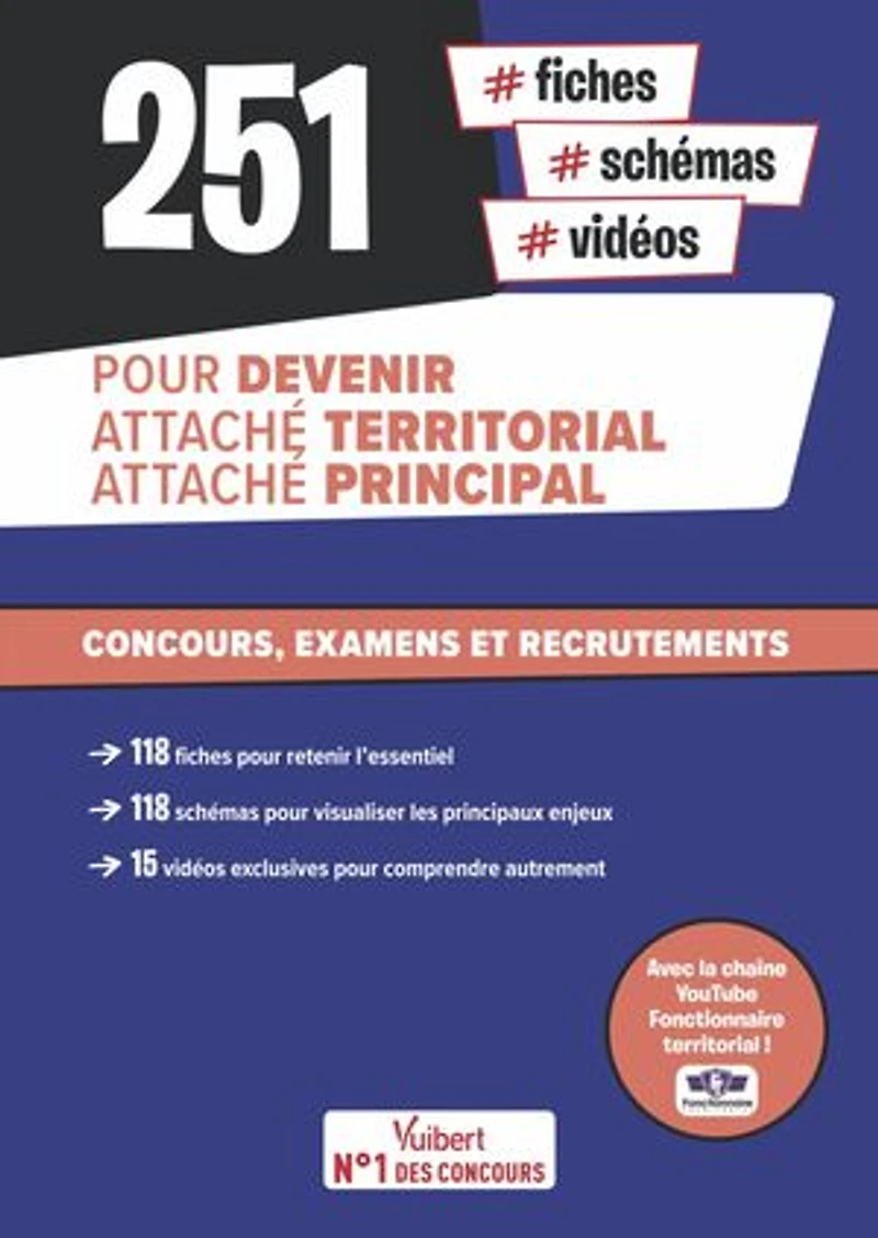 251 fiches, schémas et vidéos pour devenir attaché territorial, attaché principal: Concours, examens et recrutements. Toutes les connaissances attendues en un clin d’œil