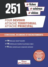 251 fiches, schémas et vidéos pour devenir attaché territorial, attaché principal: Concours, examens et recrutements. Toutes les connaissances attendues en un clin d’œil