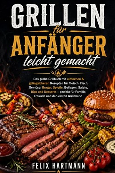 Grillen lernen leicht gemacht: Das große Grillbuch mit einfachen & gelingsicheren Rezepten für Fleisch, Fisch, Gemüse, Burger, Spieße, Beilagen, Salate, Dips und Desserts – perfekt für Familie, Freunde und den ersten Grillabend