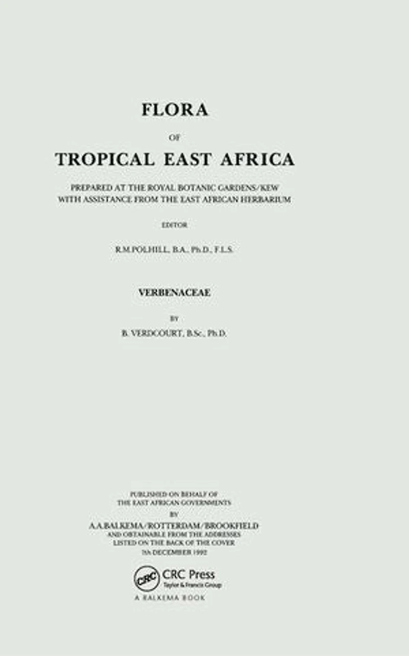Flora Of Tropical East Africa - Verbenaceae (1992)