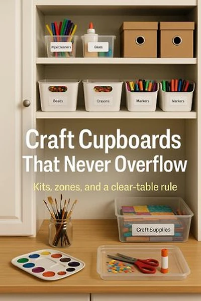 Craft Cupboards That Never Overflow: Kits, zones, and a clear-table rule