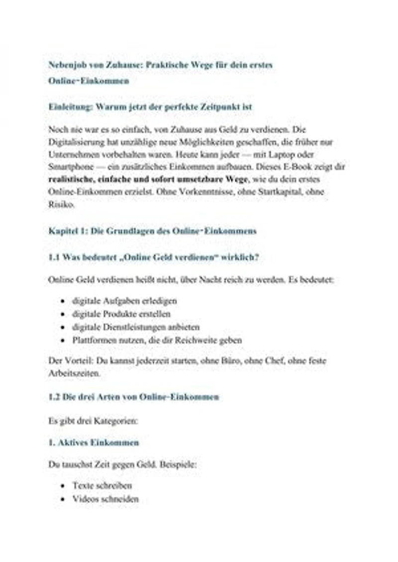 "Nebenjob von Zuhause: Praktische Wege für dein erstes Online-Einkommen": Nebenjob von Zuhause: