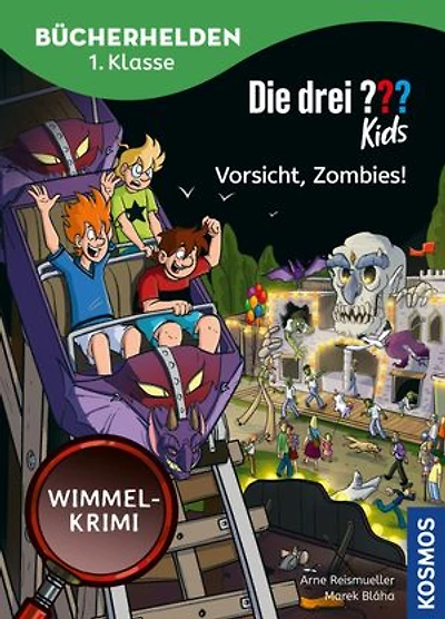 Die drei ??? Kids, Bücherhelden 1. Klasse, Vorsicht, Zombies! (drei Fragezeichen Kids): Wimmel-Krimi - Leicht lesen lernen ab 6 Jahren - mit tollen Wimmelseiten - ermittle gemeinsam mit Justus, Peter und Bob und löse den Fall