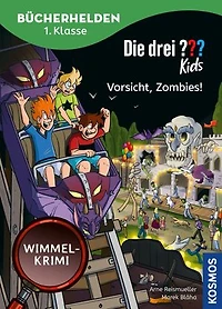 Die drei ??? Kids, Bücherhelden 1. Klasse, Vorsicht, Zombies! (drei Fragezeichen Kids): Wimmel-Krimi - Leicht lesen lernen ab 6 Jahren - mit tollen Wimmelseiten - ermittle gemeinsam mit Justus, Peter und Bob und löse den Fall