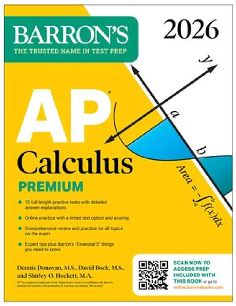 AP Calculus Premium, 2027: Prep Book with 12 Practice Tests + Comprehensive Review Online (Barron's Prep)
