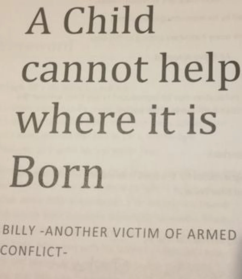 A Child cannot help where it is Born