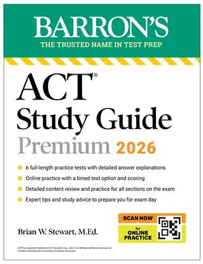 ACT Study Guide Premium, 2026: 6 Practice Tests + Comprehensive Review Online for the New Enhanced