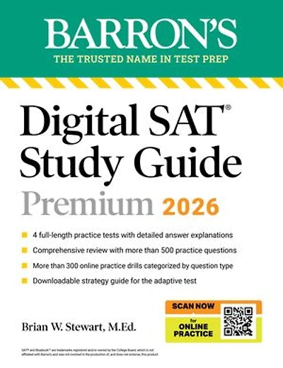 SAT Study Guide Premium, 2027: 3 Practice Tests + Comprehensive Review Online and Video Lessons