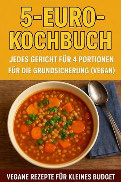 5-Euro-Kochbuch: jedes Gericht für 4 Portionen für die Grundsicherung (vegan)