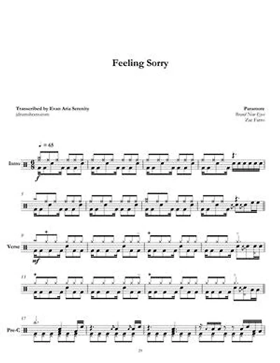 Paramore - Feeling Sorry: Drum Sheet Music