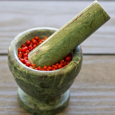 Green Mini Marble Mortar & Pestle