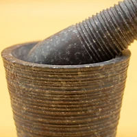 Grooved Soapstone Mortar & Pestle