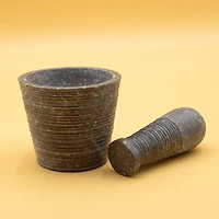 Grooved Soapstone Mortar & Pestle
